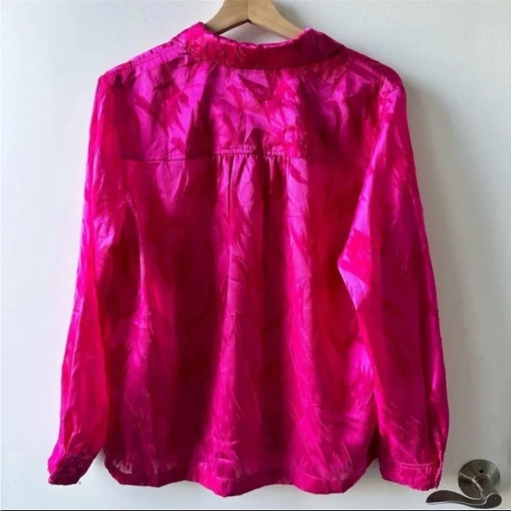 N Touch Pink Button-Up Blouse Medium Colorblock Sheer grandmacore retro vintage - Picture 2 of 2